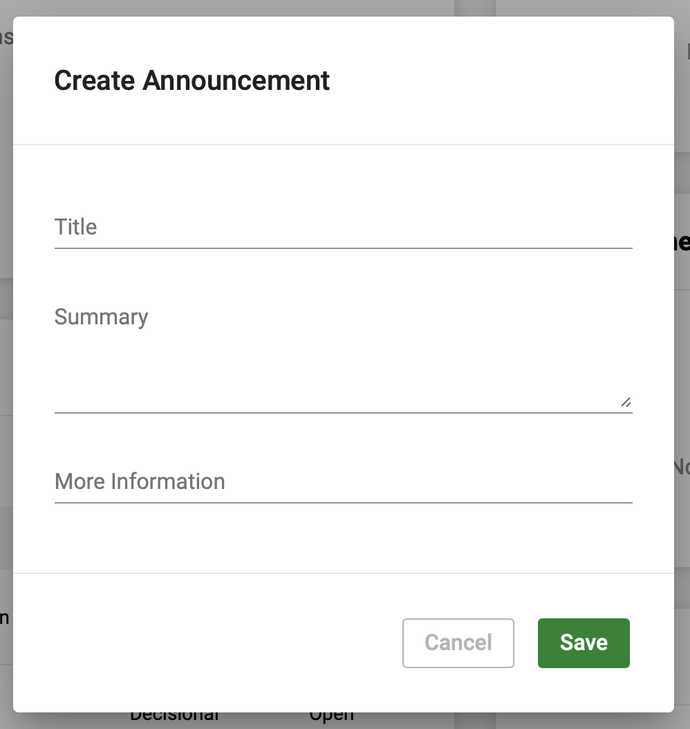 Creating a New Group Announcement GovernSpot